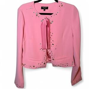 Y2K Juicy Couture Black Label Pink Rhinestone Tie Cardigan - Size Small NWOT Y2K